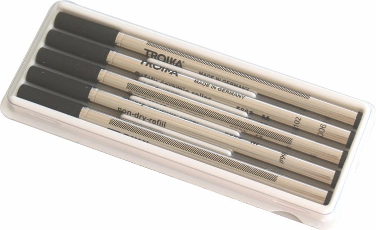 Náhradní černé náplně do pera TROIKA, 5 ks