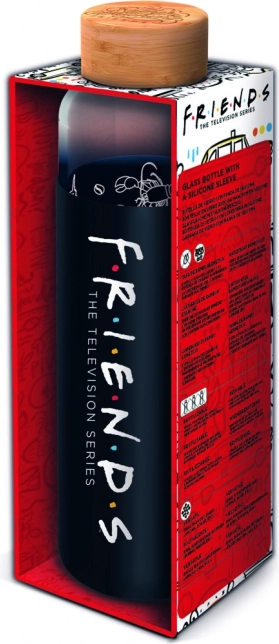 Skleněná láhev s ochranným silikonovým návlekem Přátelé 585 ml
