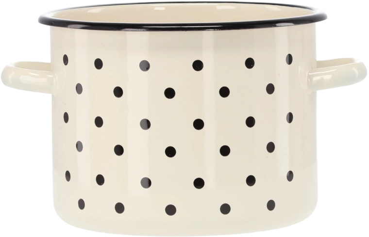 Smaltovaný hrnec 4,5 l, 20 cm, bílý s puntíky