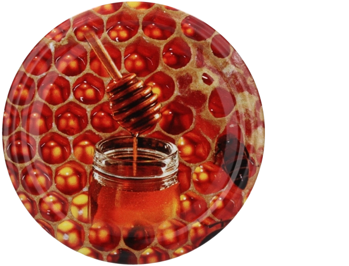 Sada víček na zavařování 82 mm s motivem medu a včel, 10 ks