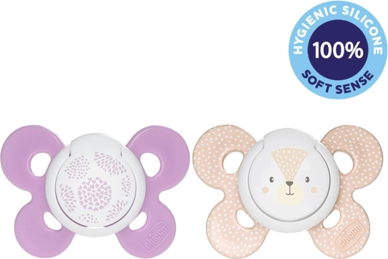 Chicco dudlík physio comfort silikonový 6–16 měsíců, 2 ks, motiv tečky/liška