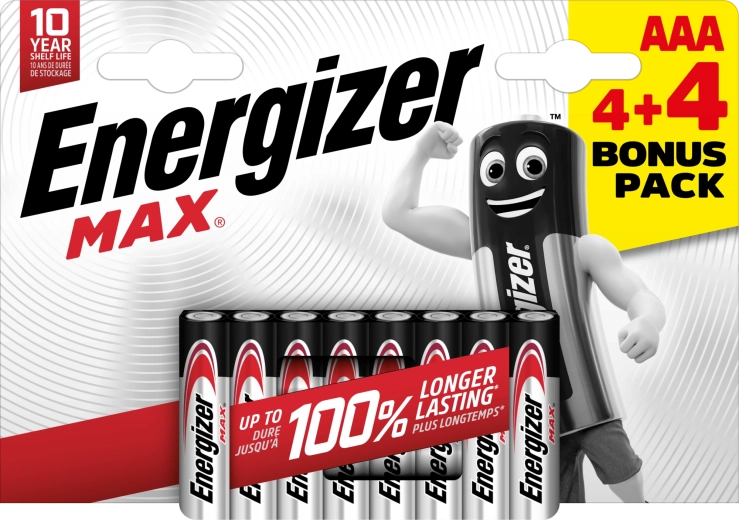 Energizer Max AAA alkalické baterie 8 ks (4+4)