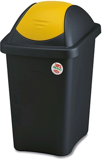 Výklopný odpadkový koš MULTIPAT 30 l, obdélníkový, černo‑žluté víko