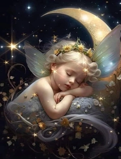 Malování podle čísel Andílek na měsíci 40 × 50 cm