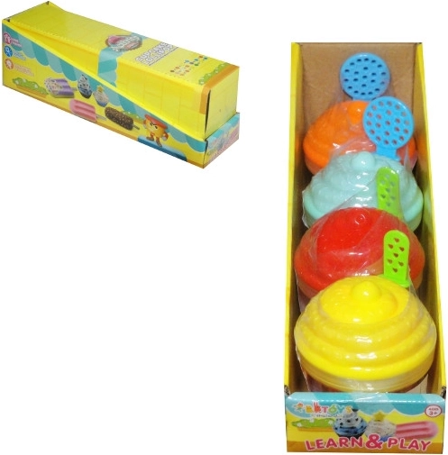 Plastelína – sada 4 barev s formičkami v krabičce ve tvaru cupcakes