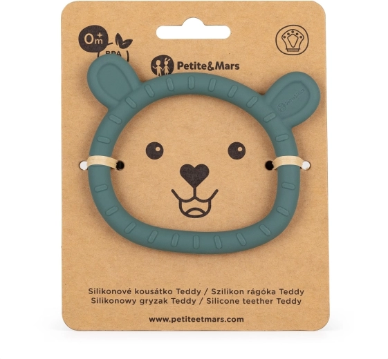 Silikonové kousátko Petite&Mars teddy misty green