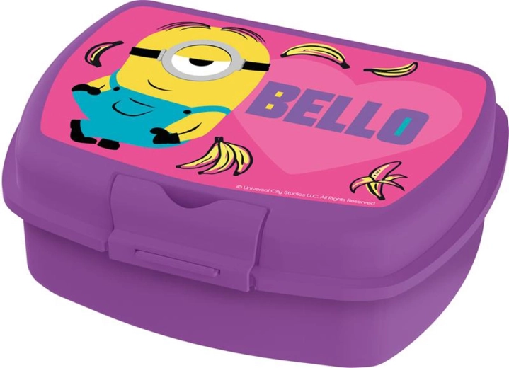 Plastový svačinový box Mimoni, fialový