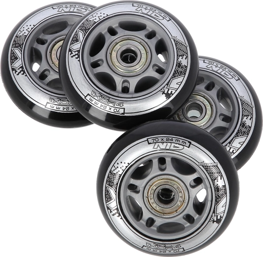 Sada černých koleček 70 × 24 mm s ložisky ABEC 9 NILS EXTREME