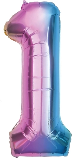 Fóliový balón číslo 1 duhový 85 cm