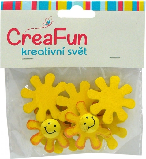 Dřevěné dekorace sluníčka 3,5 cm, 8 ks