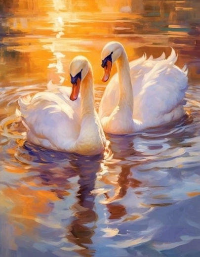 Norimpex diamantové malování bílé labutě 30 × 40 cm