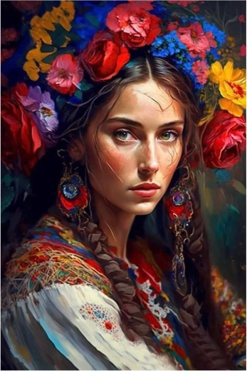 Diamantové malování – slovanská žena 30 × 40 cm