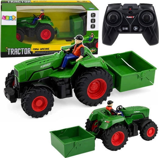 RC zemědělský traktor s valníkovým přívěsem 1:24
