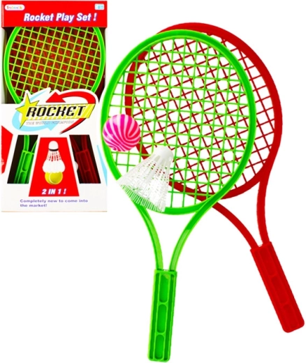 Sada barevných raket s košíčkem a míčkem pro děti