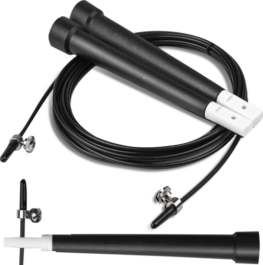 Skákací švihadlo Neo-Sport černé s ocelovým lankem