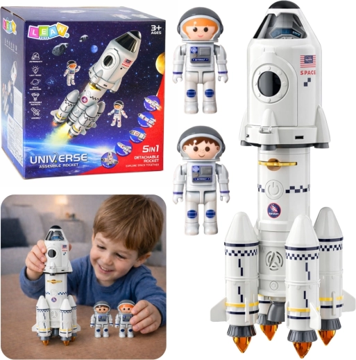 Edukativní raketa 5 v 1 s astronauty, světly, zvuky a projektorem