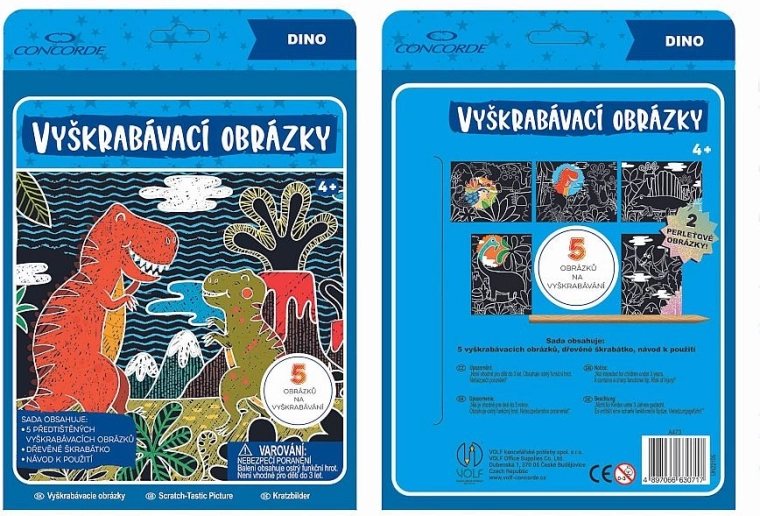 Vyškrabávací obrázky CONCORDE dinosauři