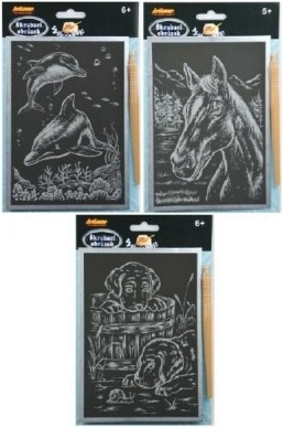 Škrabací stříbrné obrázky A5, mix motivů - 1 kus