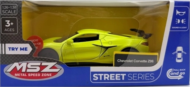 MSZ Chevrolet Corvette C8 se světlem a zvukem, žlutá