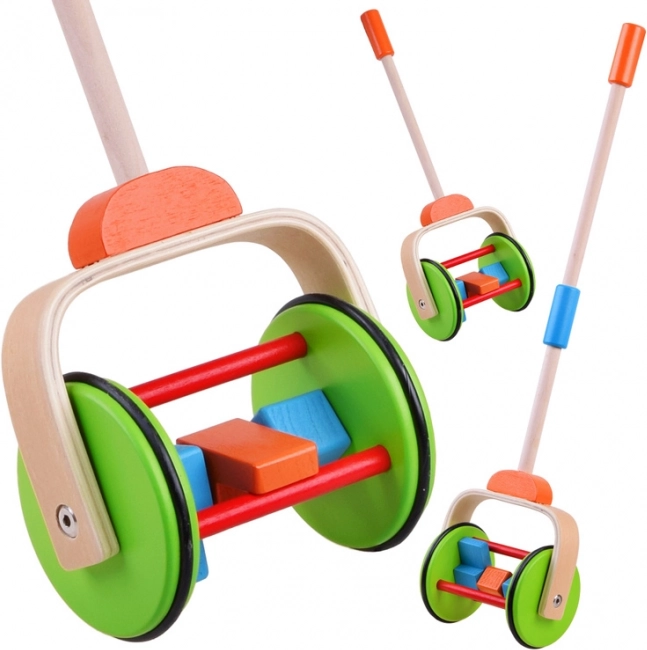 Barevná dřevěná hračka k tlačení pro děti