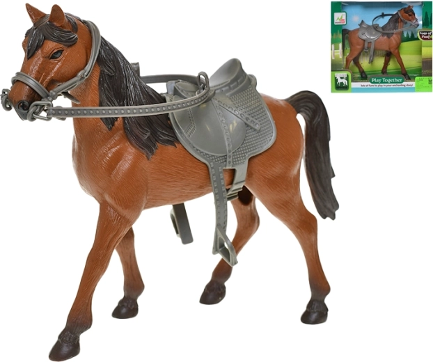 Kůň se sedlem 28 cm – realistická figurka pro děti