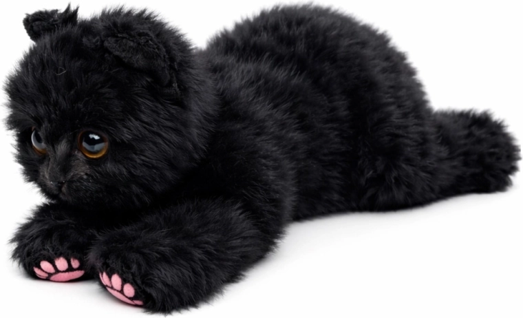 Plyšová kočka ležící černá 38 cm