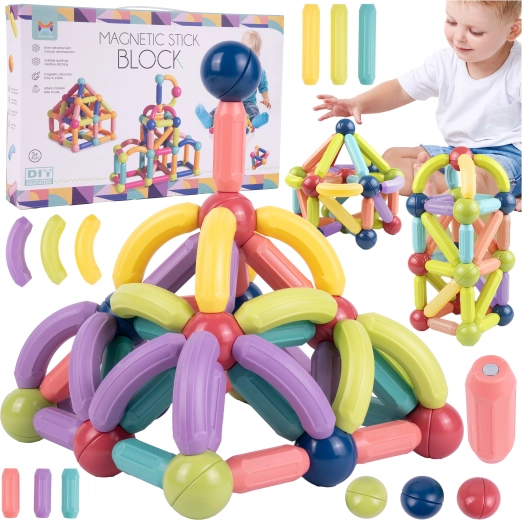 Magnetická stavebnice patičky a trubičky 120 dílků