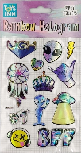 Holografické samolepky Alien s duhovým efektem