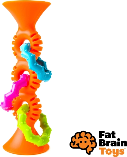 Fat Brain chrastítko a kousátko pipSquiz Loops oranžové