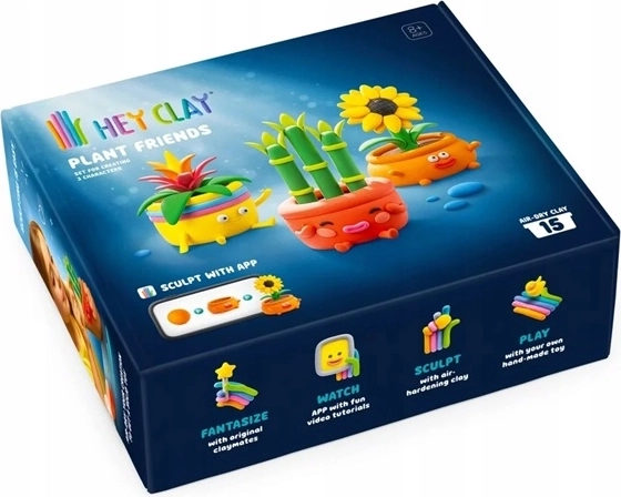 Kreativní modelovací sada HeyClay zelení přátelé s aplikací (15 balíčků)