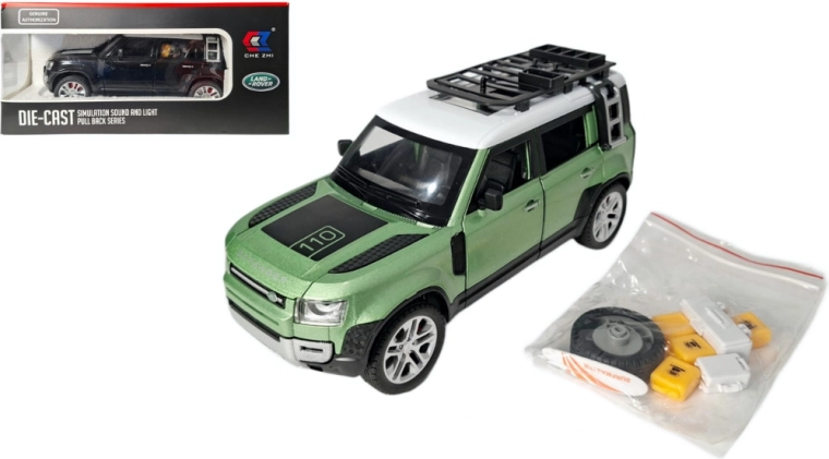 Land Rover Defender 1:24 kovový model se světly a zvukem