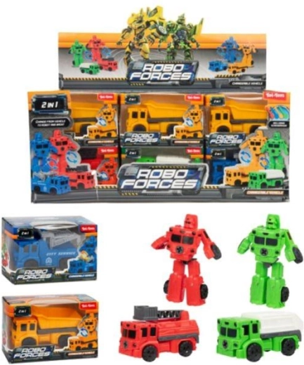 Mini transformující auto/robot plast 9 cm, 4 barvy