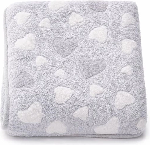 Dětská deka New Baby srdíčka, šedá 80 × 90 cm