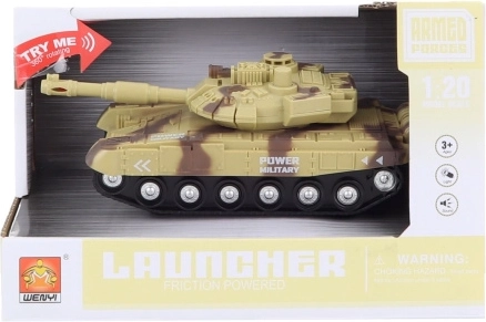 Tank béžový na baterie se světly a zvuky