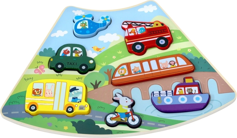 2Kids Toys dřevěné vkládací puzzle dopravní prostředky