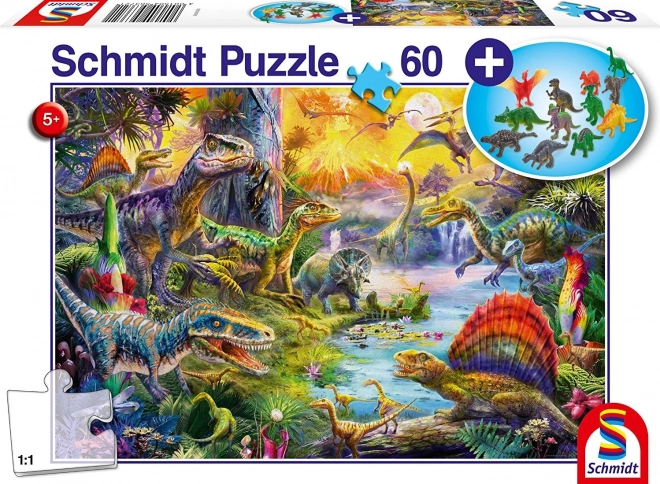 Puzzle dinosaři 60 dílků s dárkem figurky – SCHMIDT