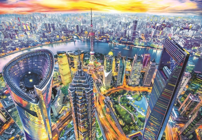 Puzzle Pohled na Šanghaj 2000 dílků