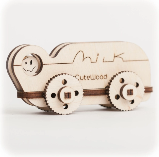 CuteWood dřevěné 3D puzzle kamion s mlékem
