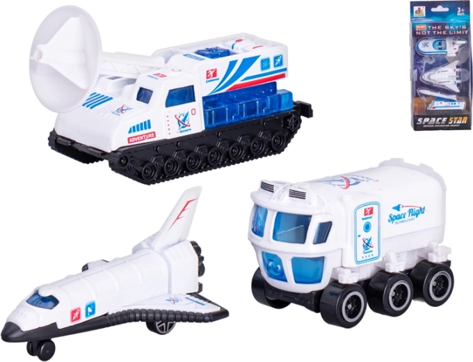 Kovová vesmírná vozidla na volný chod – sada 3 ks