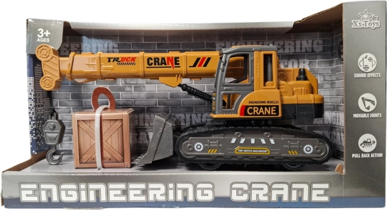 Stavební pásový jeřáb s korbou – tah na zpětný chod