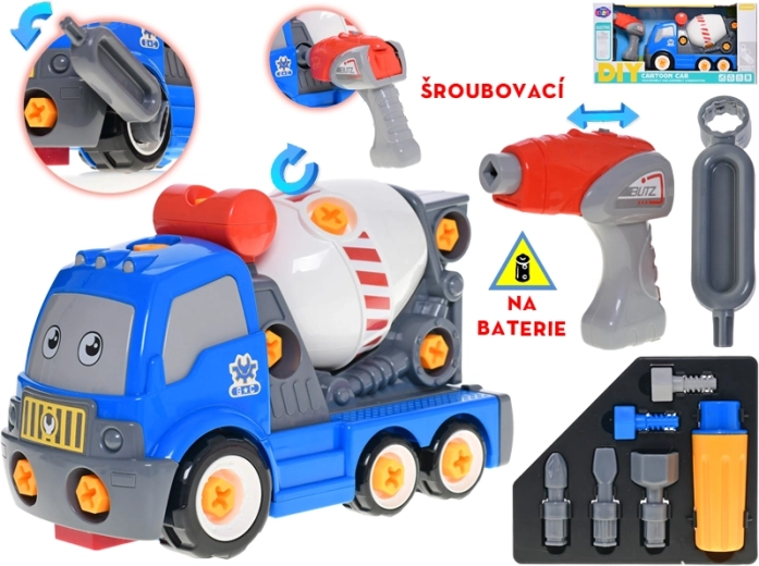 Interaktivní stavební míchačka 28 cm s bateriovou vrtačkou