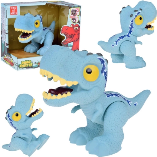 Modrá figurka dinosaura velociraptor s pohyblivými končetinami