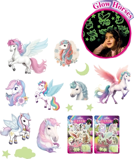 Svítící nálepky měsíc, hvězdy a jednorožci do dětského pokoje