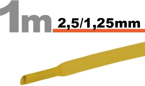 Žlutá smršťovací bužírka 2,5/1,25 mm