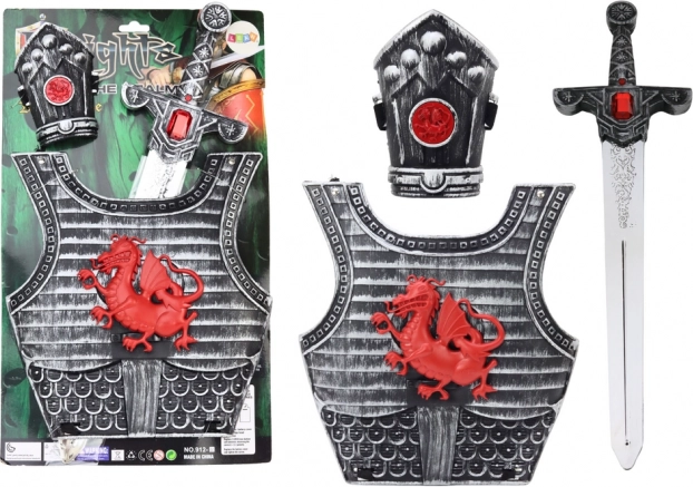 Rytířský kostým se zbrojí, mečem a nátepníkem pro děti