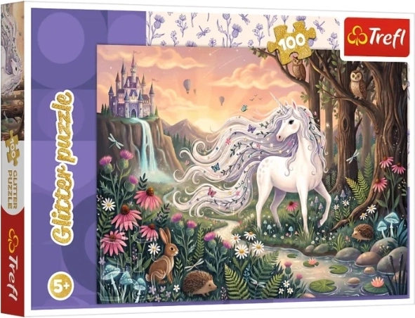 Dětské puzzle Glitter Tęczowy blask jednorožec 100 dílků - 1 kus