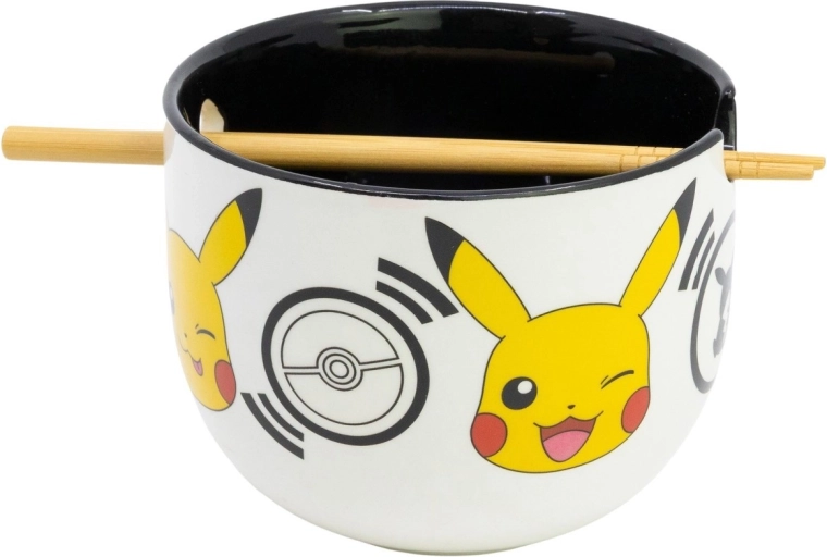 Pokémon ramen miska s hůlkami black logos v dárkové krabičce - 1 kus