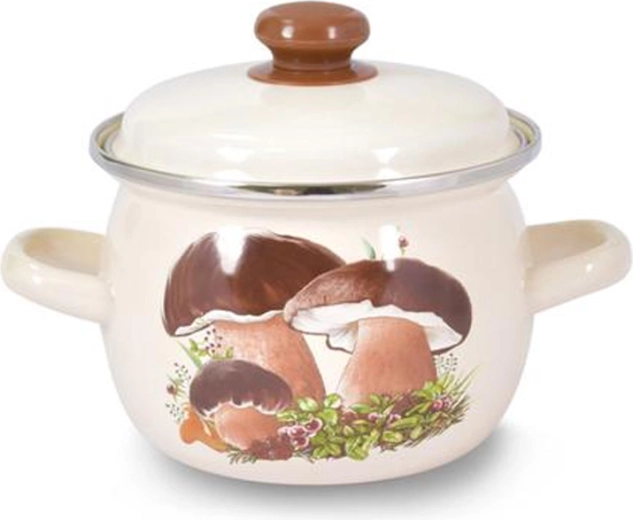 Smaltovaný hrnec s poklicí TORO 2,5 l – houby