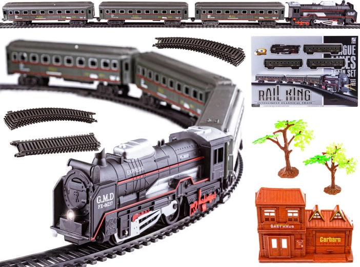 Elektrická vláčkodráha Rail King – parní lokomotiva s osobními vagony