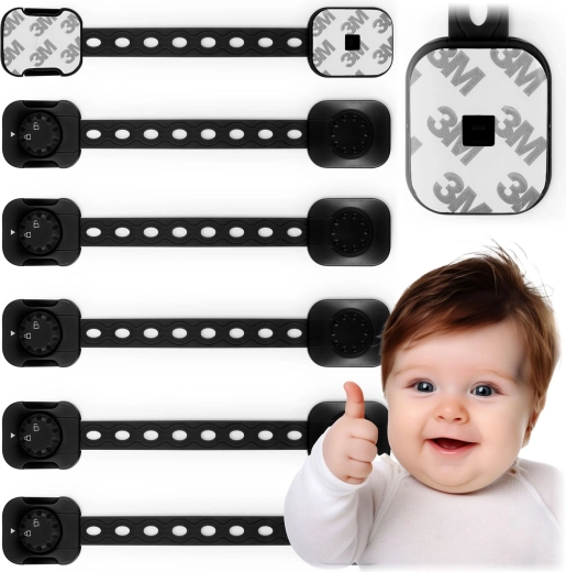 Dětské bezpečnostní zámky na skříňky RICOKIDS, 6 ks, černé